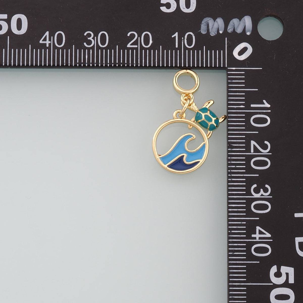 Gold Turtle Charms,18K Gold Filled Turtle Pendant,Enamel Waves Charm Bracelet Necklace for DIY Jewelry Making Supply