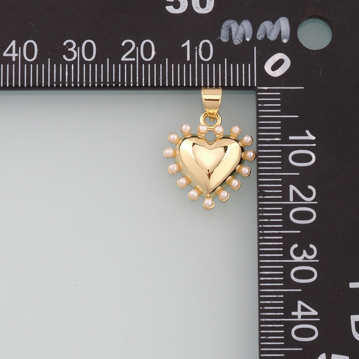 Gold Heart Charms,18K Gold Filled Pearl Heart Pendant,Dainty Heart Charm Bracelet Necklace for DIY Jewelry Making Supply