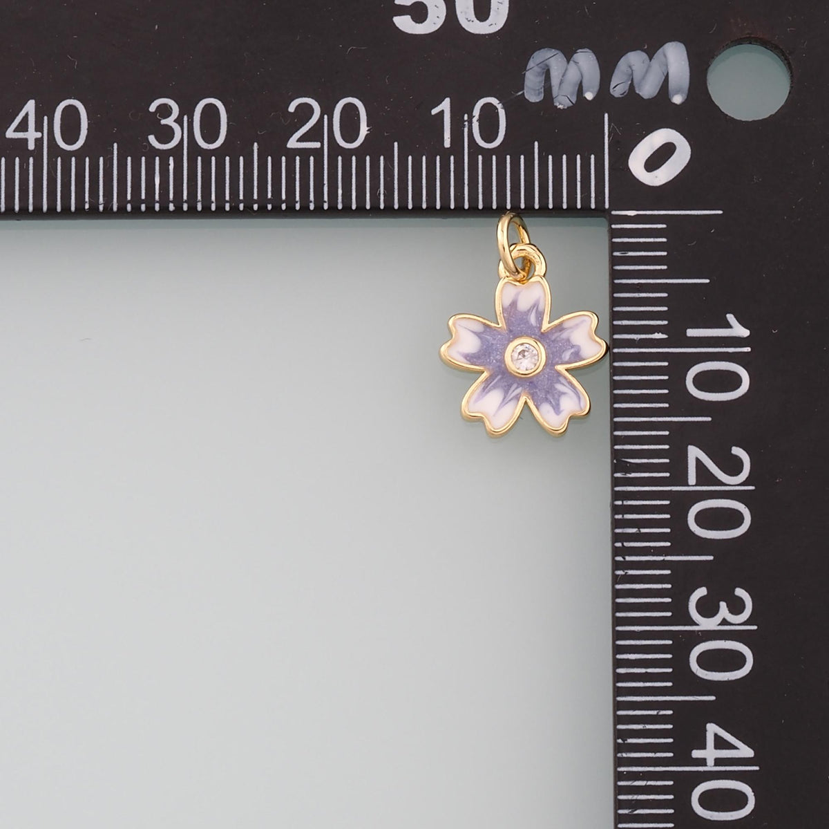18K Gold Filled Enamel Flower Charm Pendant for Jewelry Making