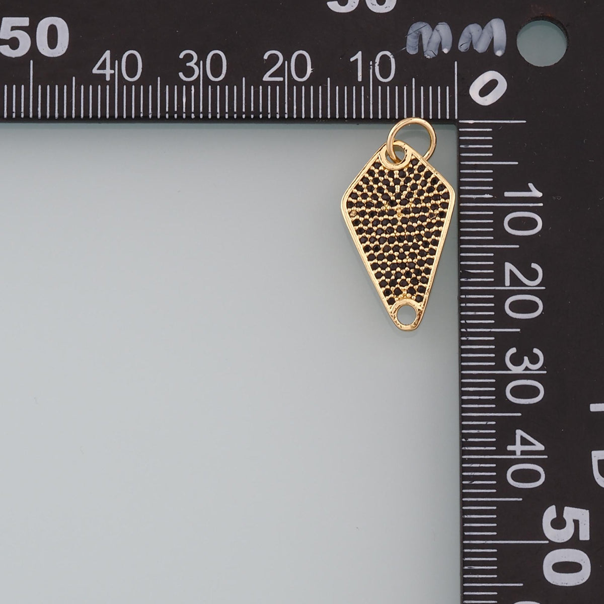 18K Gold Filled Rhombus Pendant, CZ Micro Pave Rhombus Charm Bracelet Necklace for DIY Jewelry Making Supply