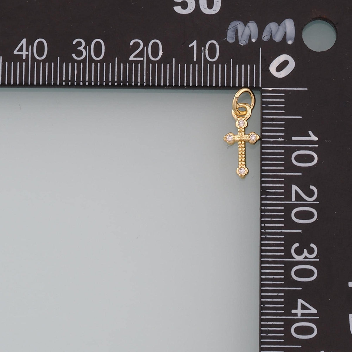 18K Gold Filled Cubic Zirconia Cross Charm Pendant for Jewelry Making