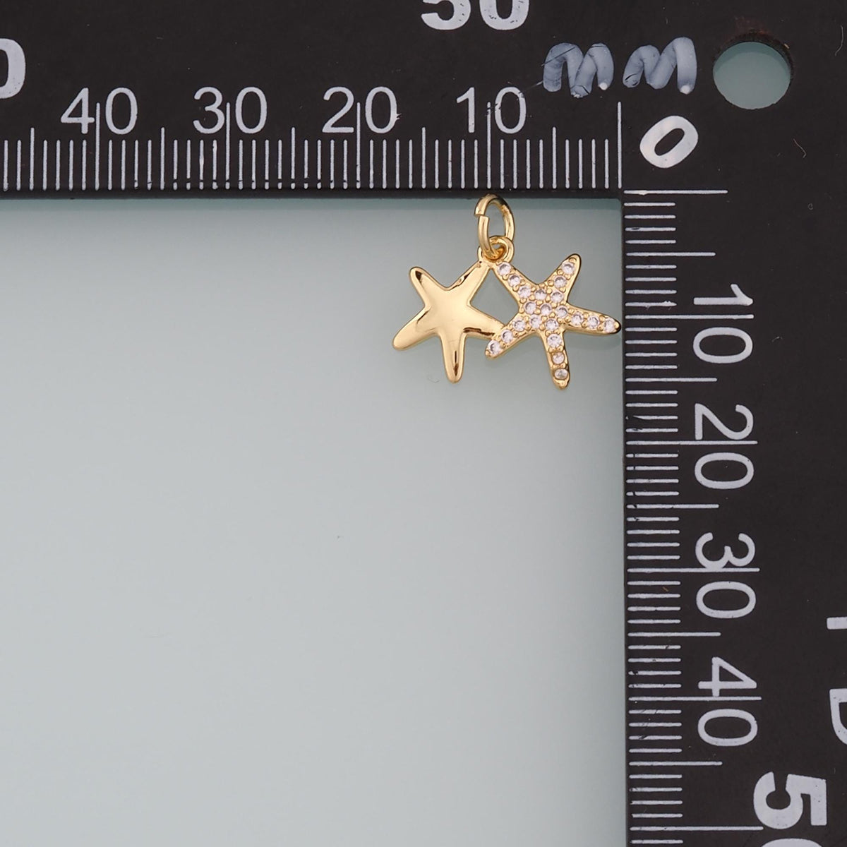 Gold Starfish Charms,18K Gold Filled Sea Star Pendant,CZ Micro Pave Starfish Charm Bracelet Necklace for DIY Jewelry Making S