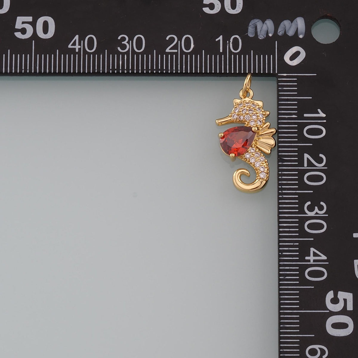 18K Gold Filled Seahorse Pendant,CZ Micro Pave Seahorse Charm Bracelet Necklace for DIY Jewelry Making Supply