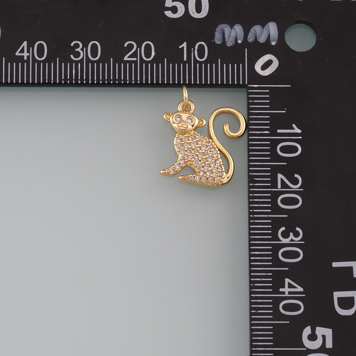 Gold Zoo Charms,18K Gold Filled Monkey Pendant,CZ Micro Pave Monkey Charm Bracelet Necklace for DIY Jewelry Making Supply