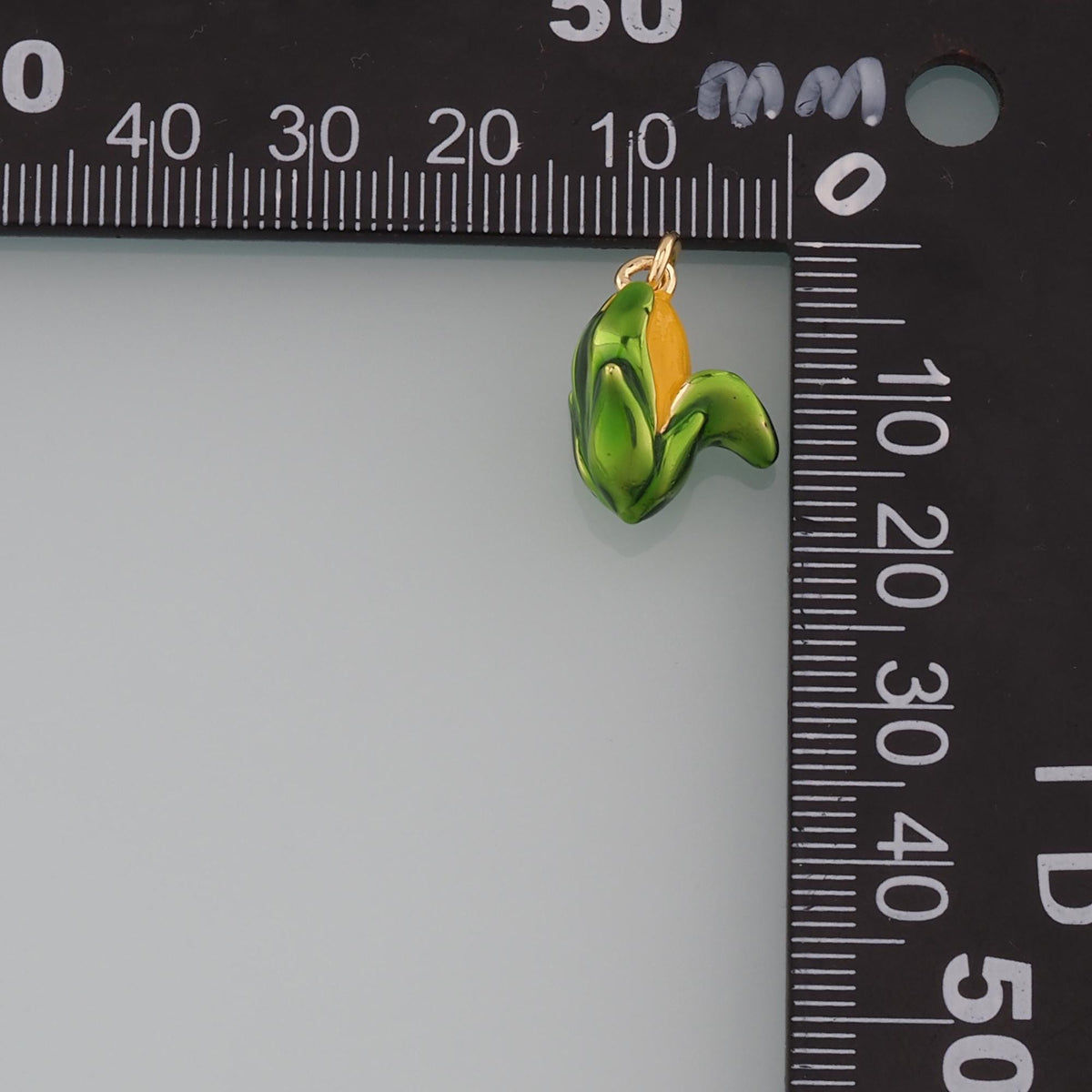 Gold Vegetable Charms,18K Gold Filled Corn Pendant,Enamel Corn Charm Bracelet Necklace for DIY Jewelry Making Supply