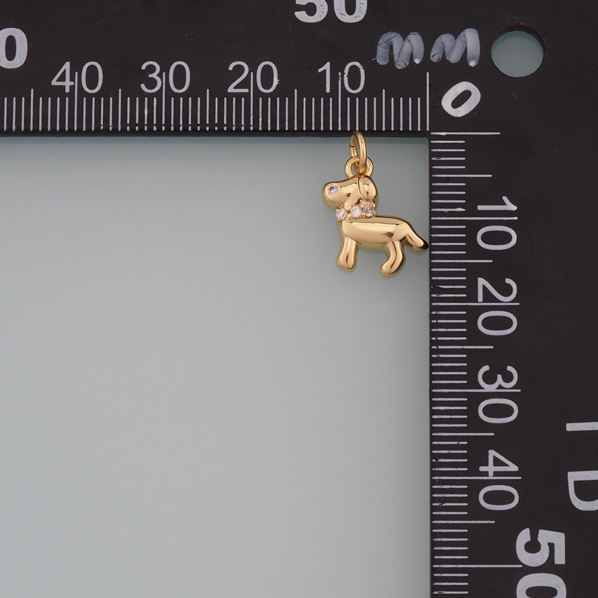 18K Gold Filled Cubic Zirconia Dog Charm Pendant for Jewelry Making