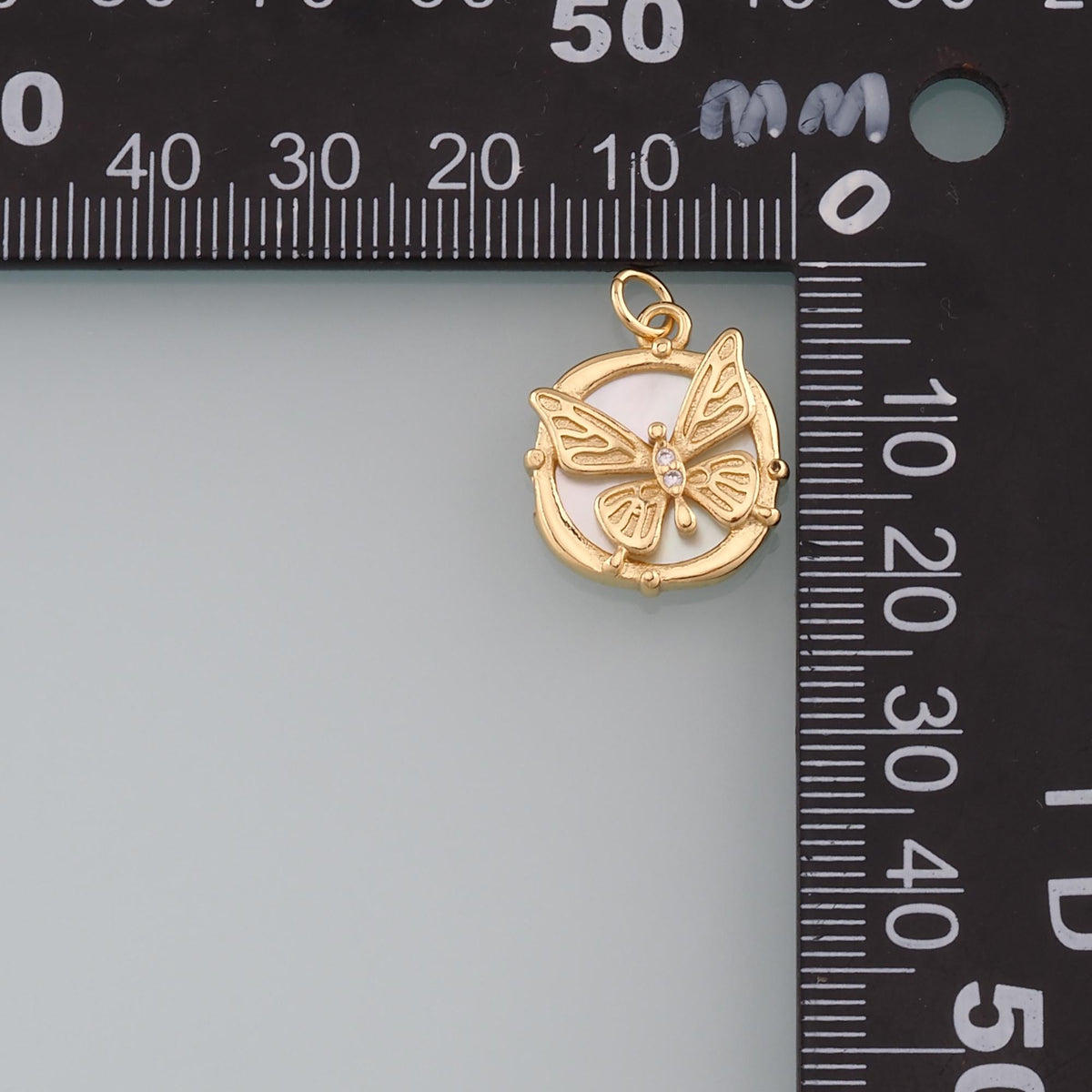 18K Gold Filled Cubic Zirconia Butterfly Charm Pendant for Jewelry Making