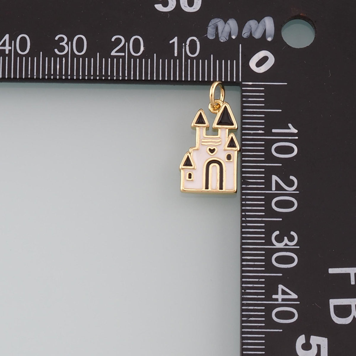 18K Gold Filled Castle Pendant,Enamel Castle Charm Bracelet Necklace for DIY Jewelry Making Supply