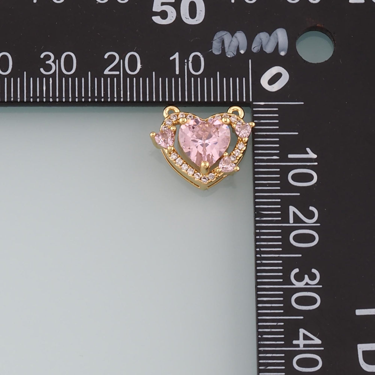 18K Gold Filled Cubic Zirconia Heart Connector for Jewelry Making