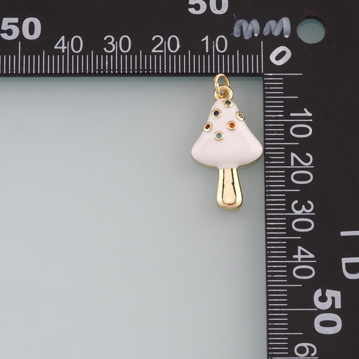18K Gold Filled Mushroom Pendant,Enamel Mushroom Charm Bracelet Necklace for DIY Jewelry Making Supply