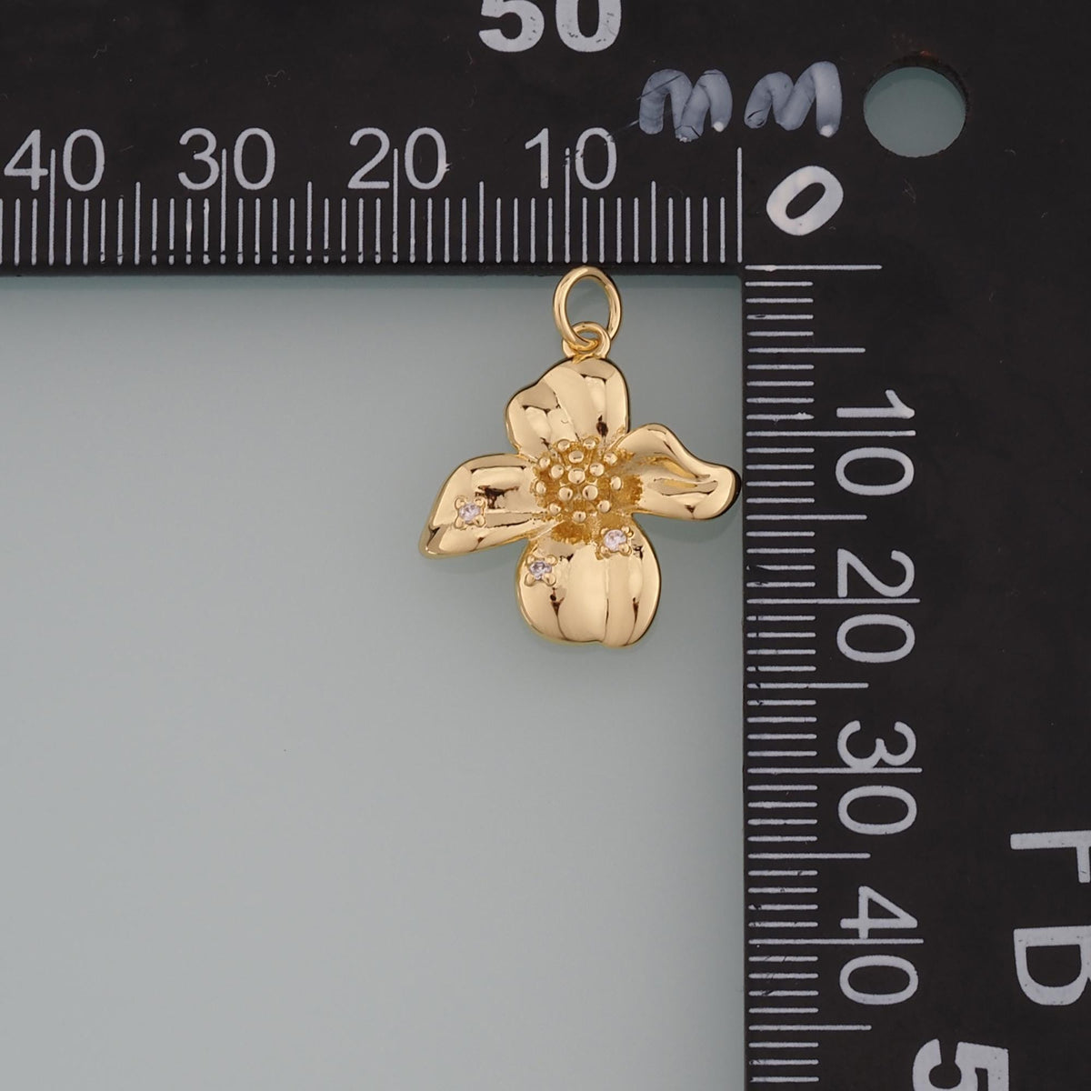 18K Gold Filled Cubic Zirconia Flower Charm Pendant for Jewelry Making