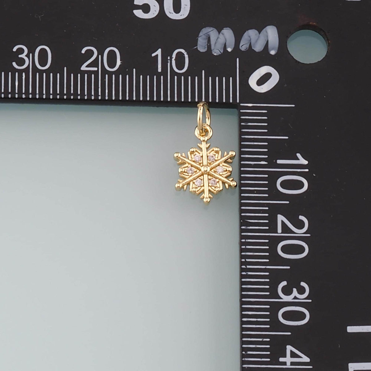 Gold Christmas Charms,18K Gold Filled CZ Micro Pave Christmas snowflake Pendant Charm Bracelet Necklace for DIY Jewelry Makin