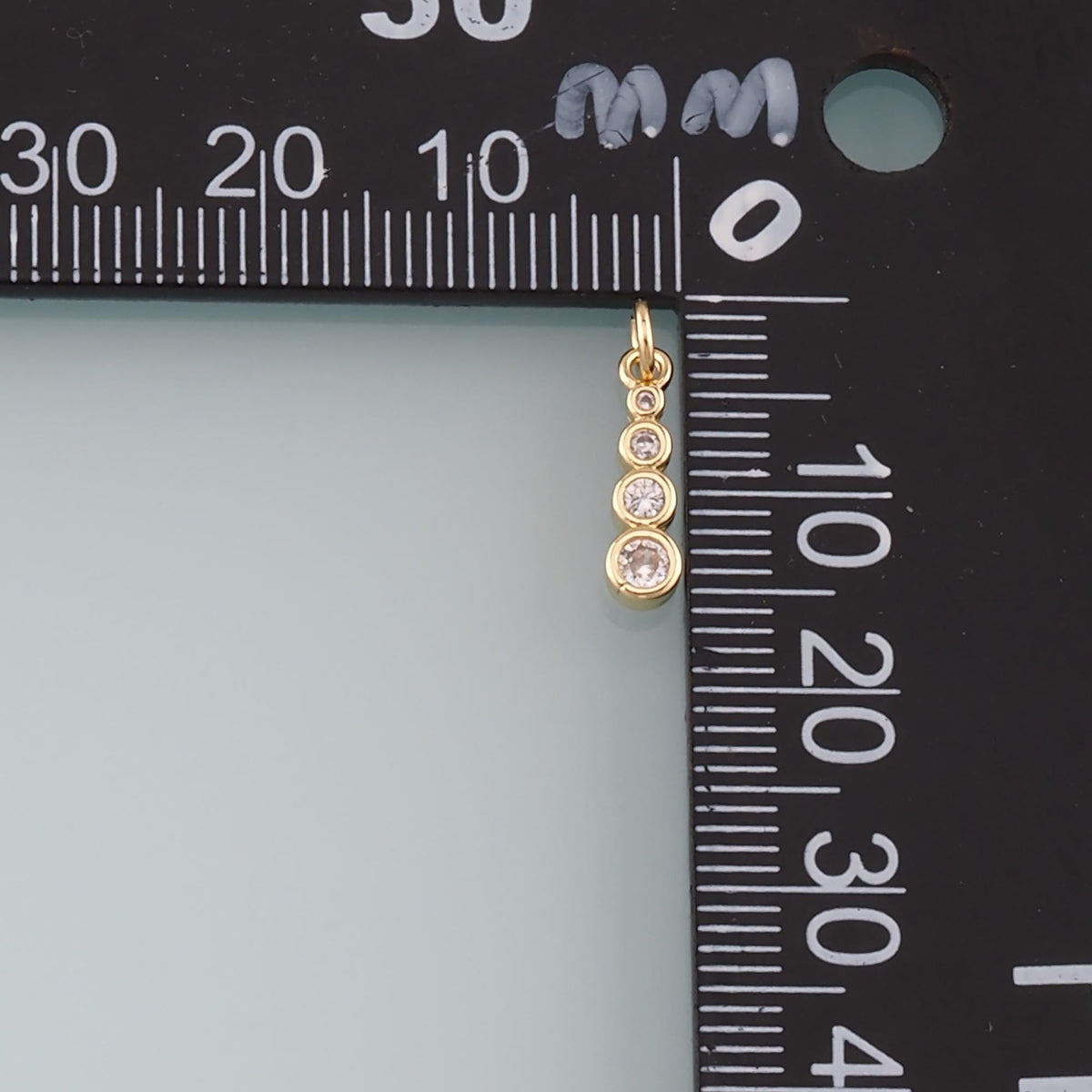 Gold Round Bar Charms,18K Gold Filled Round Pendant,CZ Micro Pave Round Charm Bracelet Necklace for DIY Jewelry Making Supply
