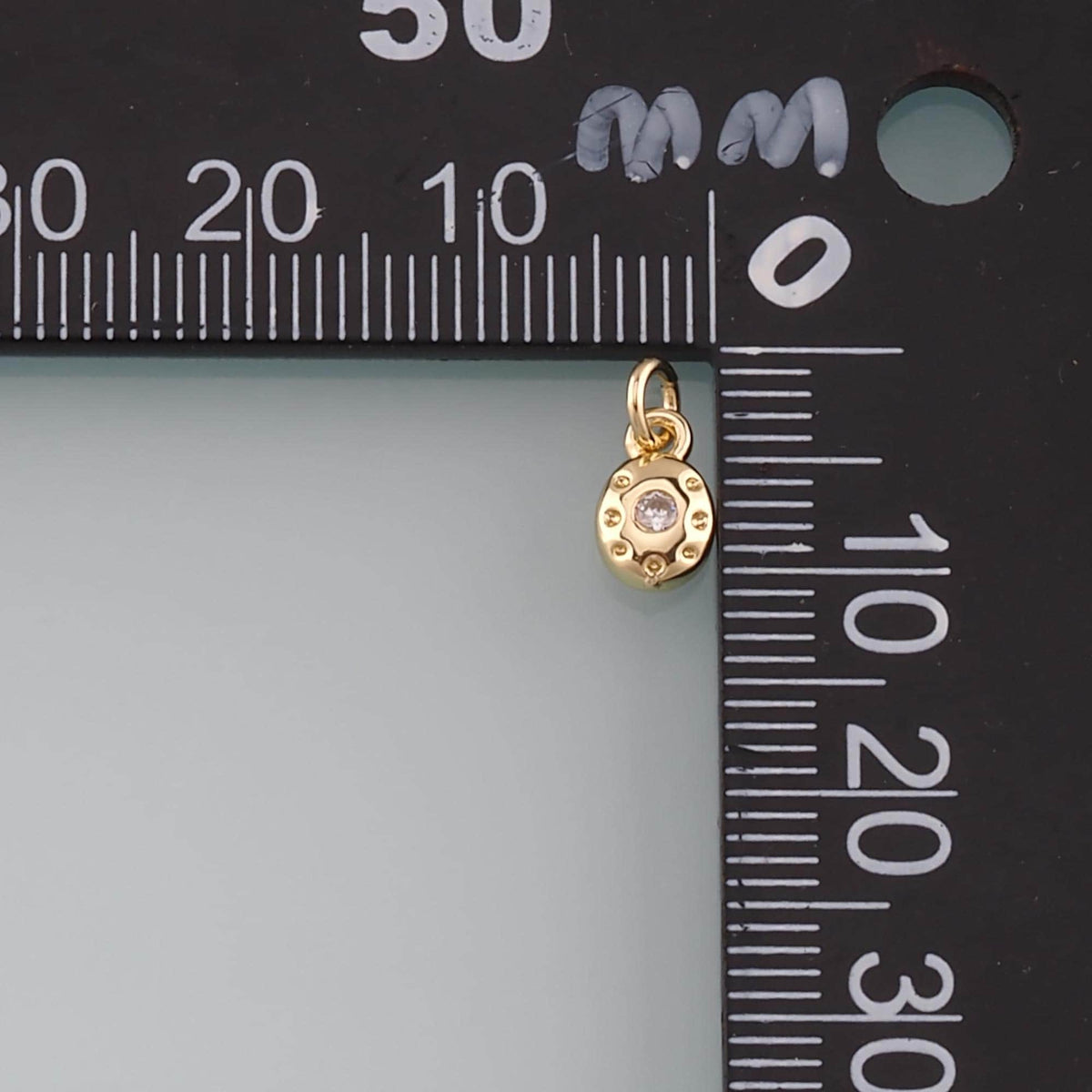 Gold Oval Charm,18K Gold Filled Oval Pendant,CZ Micro Pave Oval Charm Bracelet Necklace for DIY Jewelry Making Supply