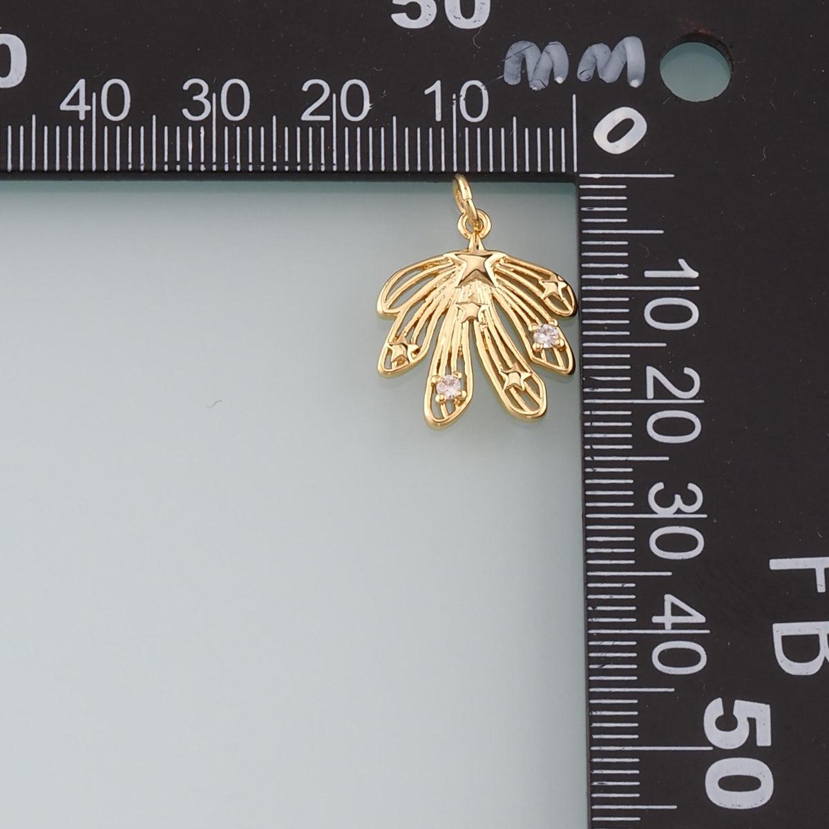 18K Gold Filled Leaf CZ Charm Pendant for Jewelry Making