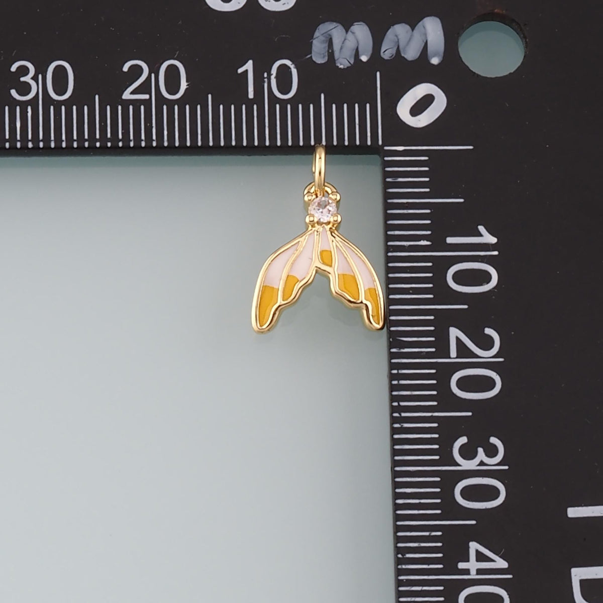 18K Gold Filled Mermaid Tail Pendant,Enamel Tail Charm Bracelet Necklace for DIY Jewelry Making Supply