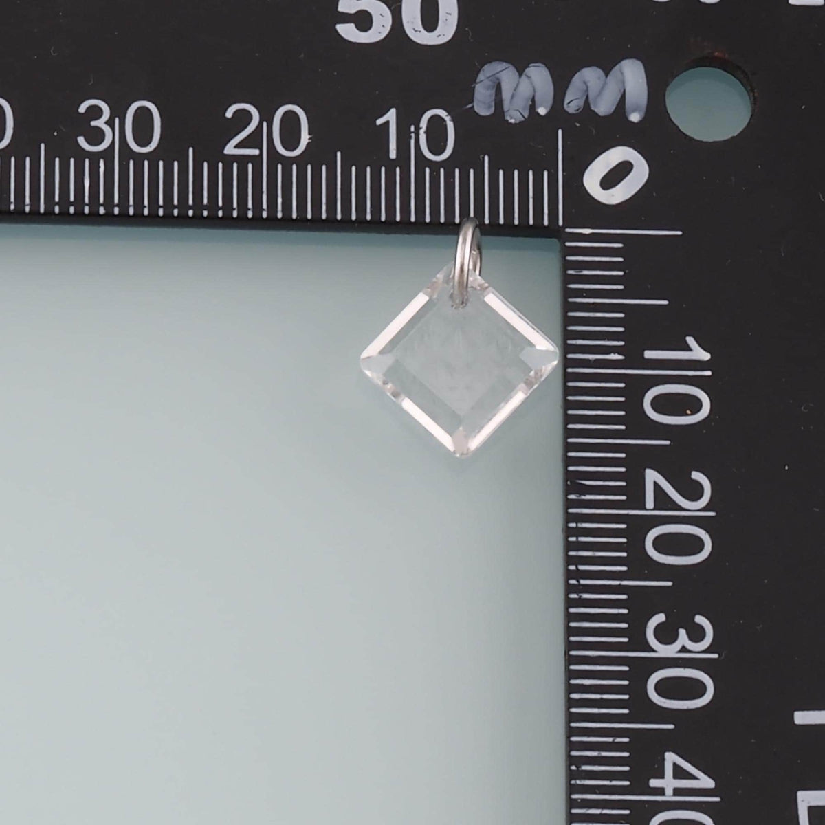 Silver Rhombus Pendant, CZ Micro Pave Rhombus Charm Bracelet Necklace for DIY Jewelry Making Supply