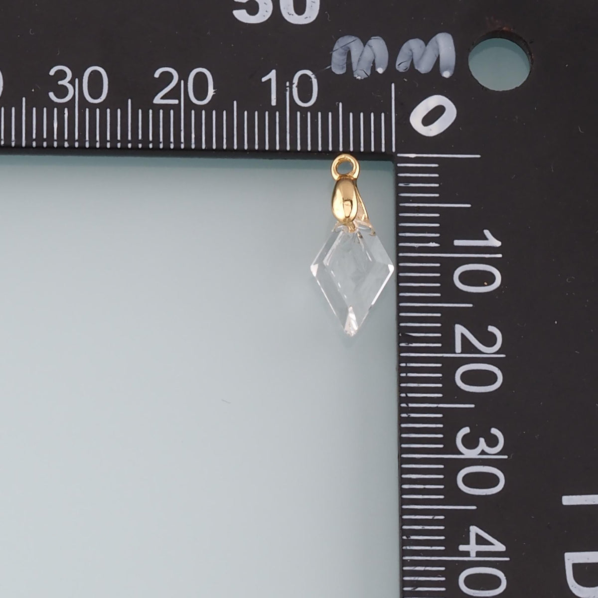 18K Gold Filled Rhombus Pendant, CZ Micro Pave Rhombus Charm Bracelet Necklace for DIY Jewelry Making Supply