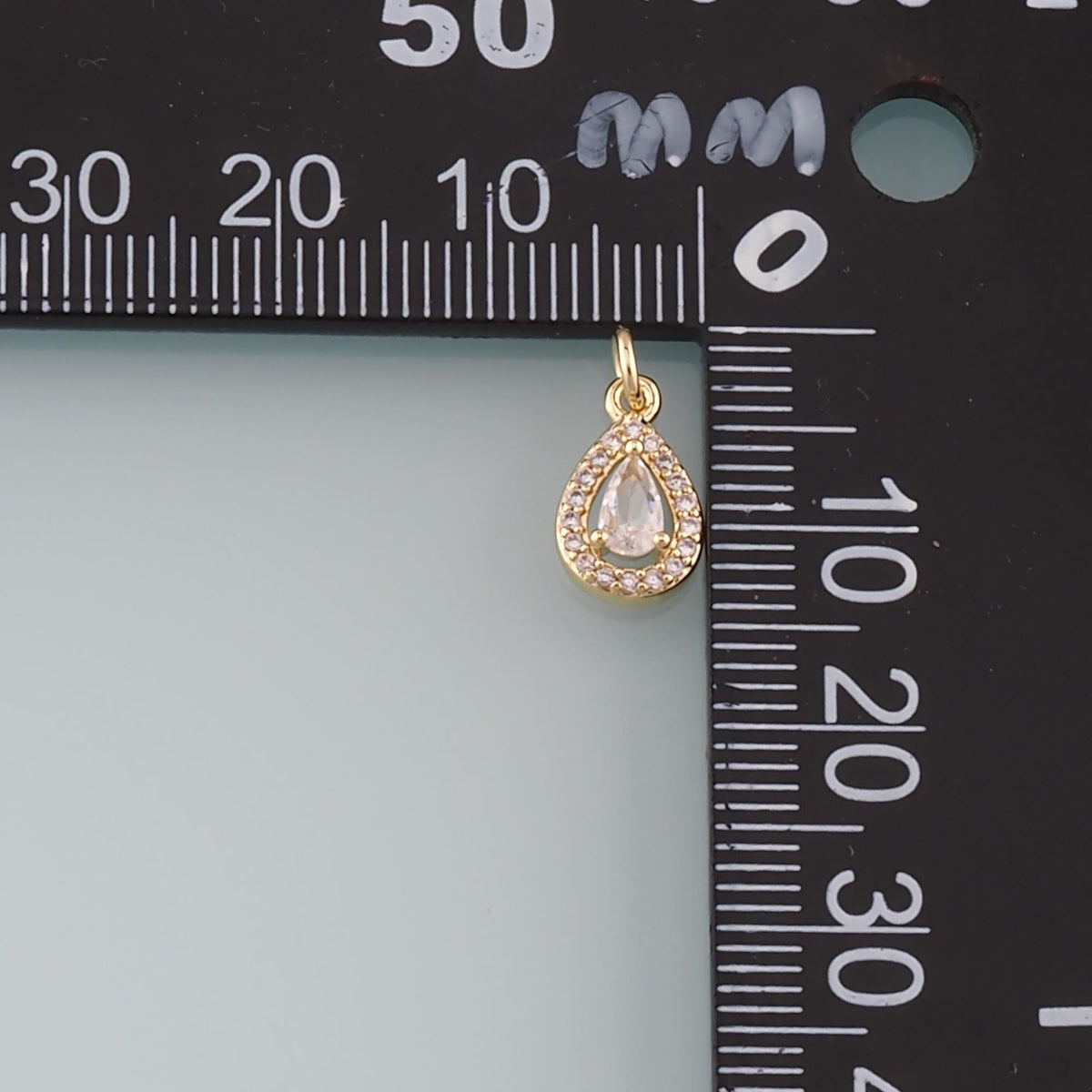 Gold Teardrop Charms,18K Gold Filled Teardrop Pendant,CZ Micro Pave Teardrop Charm Bracelet Necklace for DIY Jewelry Making S