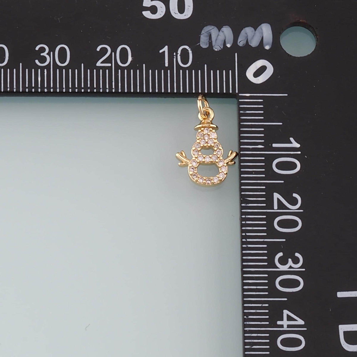 Gold Christmas Charms,18K Gold Filled CZ Micro Pave Snowman Pendant Bracelet Necklace for DIY Jewelry Making Supply
