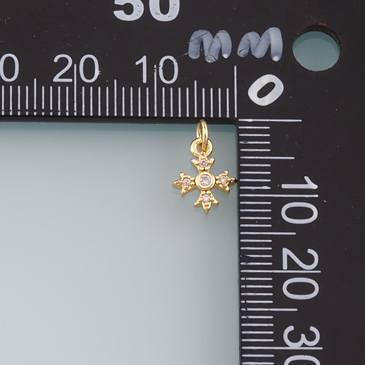 Gold Cross Charms,18K Gold Filled Cross Pendant,CZ Micro Pave Religion Charm Bracelet Necklace for DIY Jewelry Making Supply