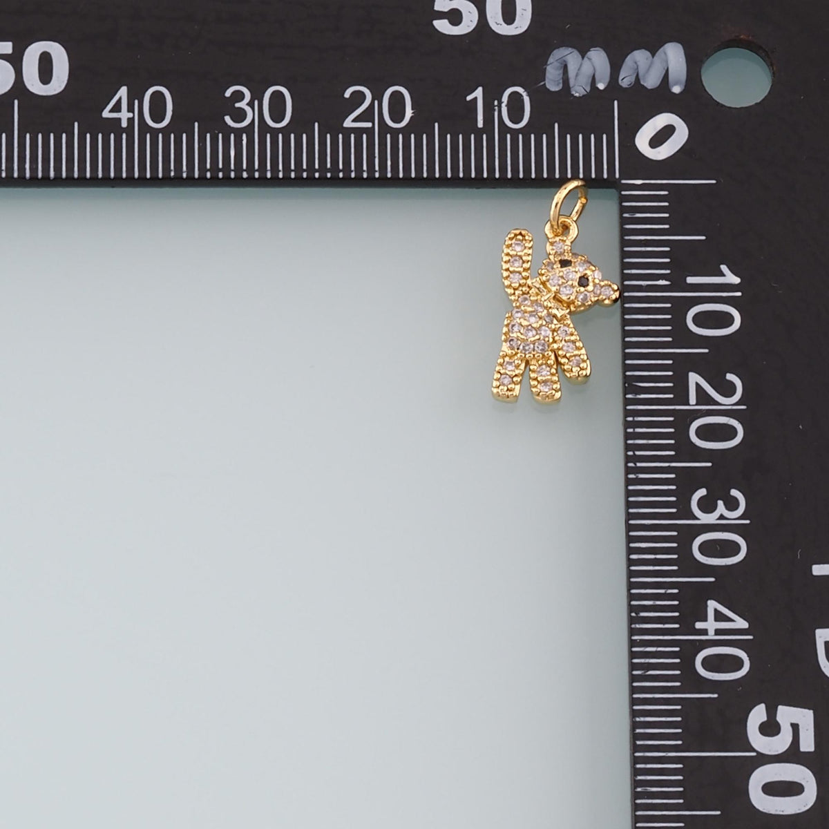 18K Gold Filled Bear Pendant,CZ Micro Pave Bear Charm Bracelet Necklace for DIY Jewelry Making Supply
