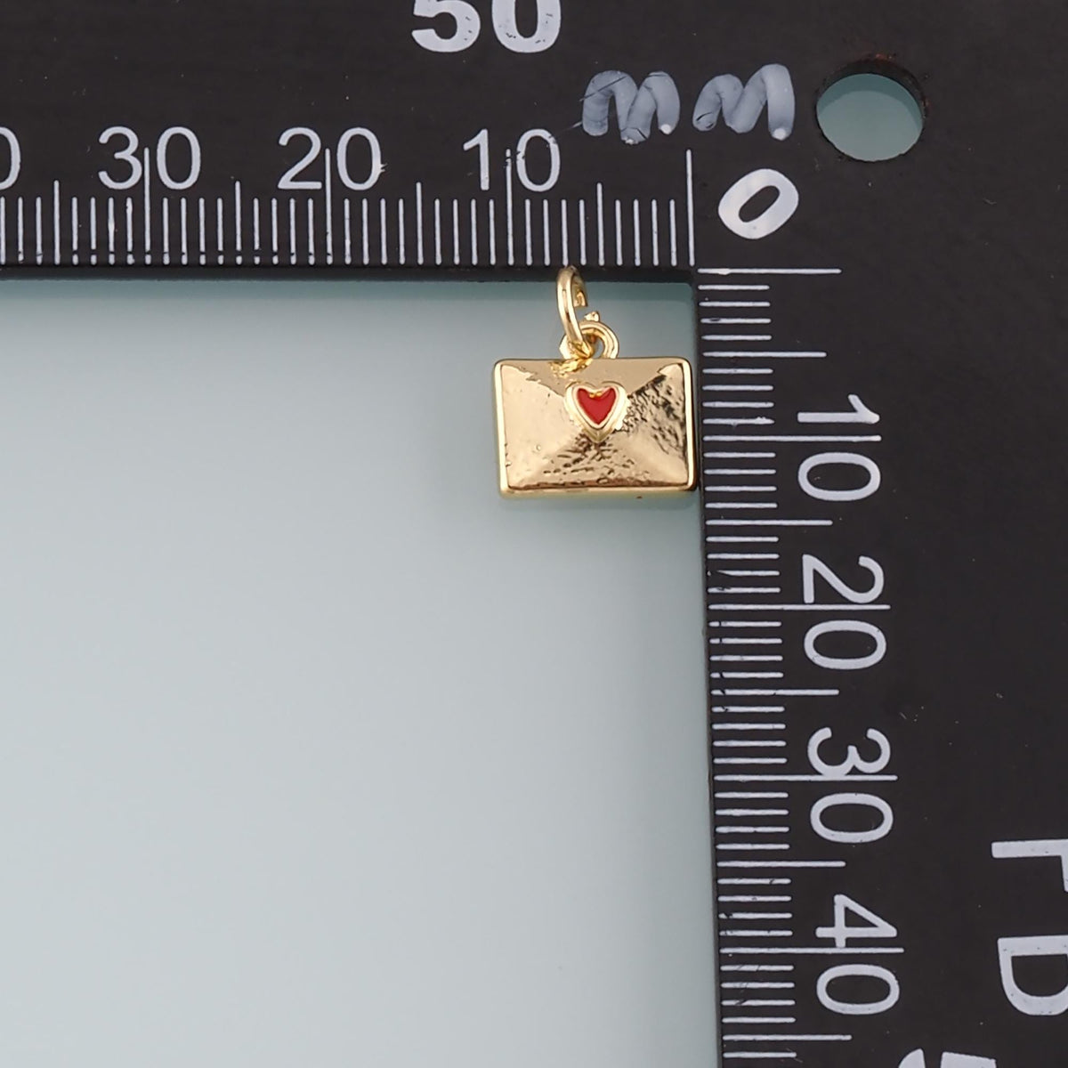 18K Gold Filled Love Letter Pendant,Enamel Heart Envelope Charm Bracelet Necklace for DIY Jewelry Making Supply