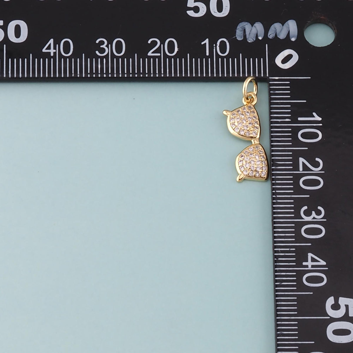 18K Gold Filled Glasses Pendant,CZ Micro Pave Sunglasses Charm Bracelet Necklace for DIY Jewelry Making Supply