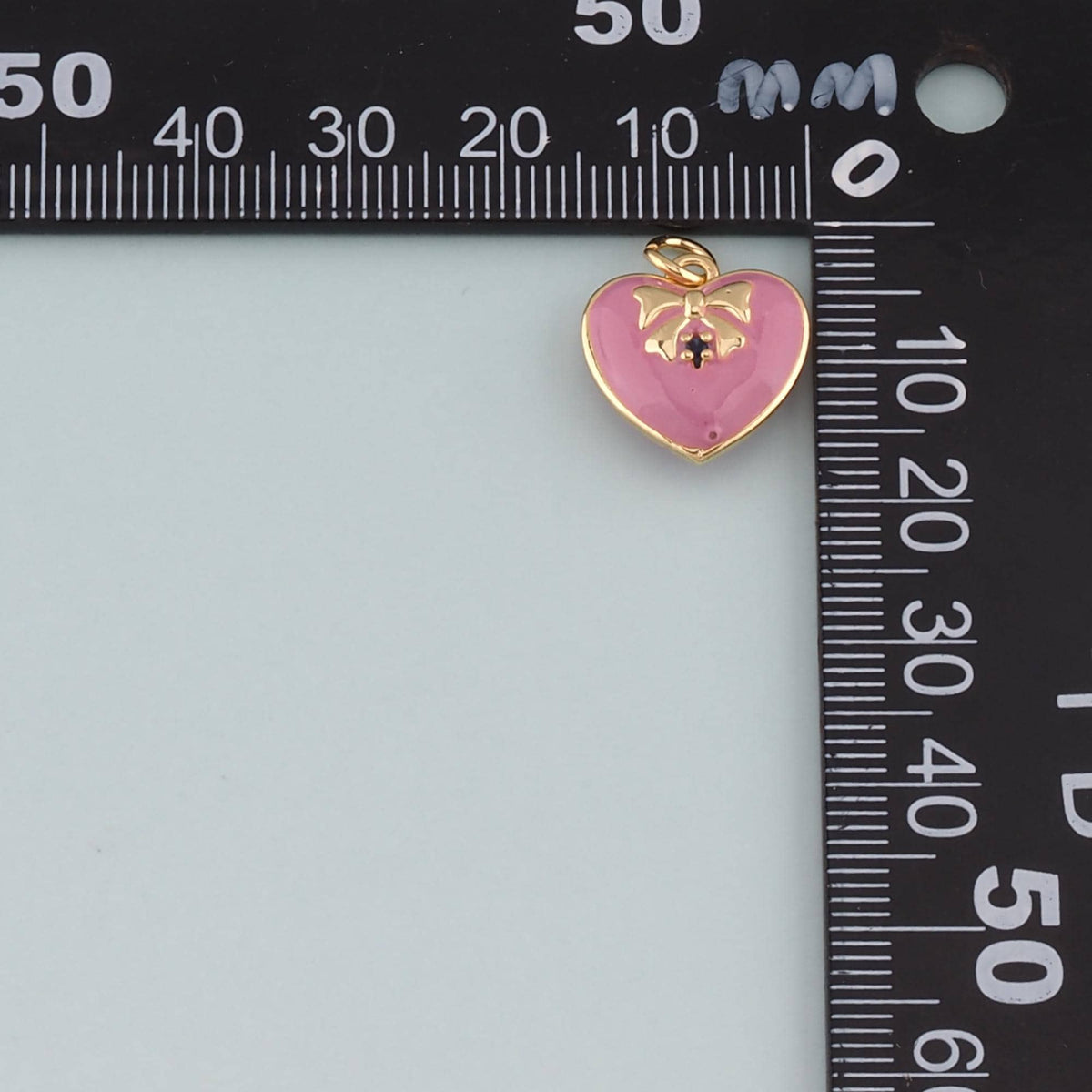 Gold Heart Charms,18K Gold Filled Heart Pendant,Enamel Bow Charm Bracelet Necklace for DIY Jewelry Making Supply