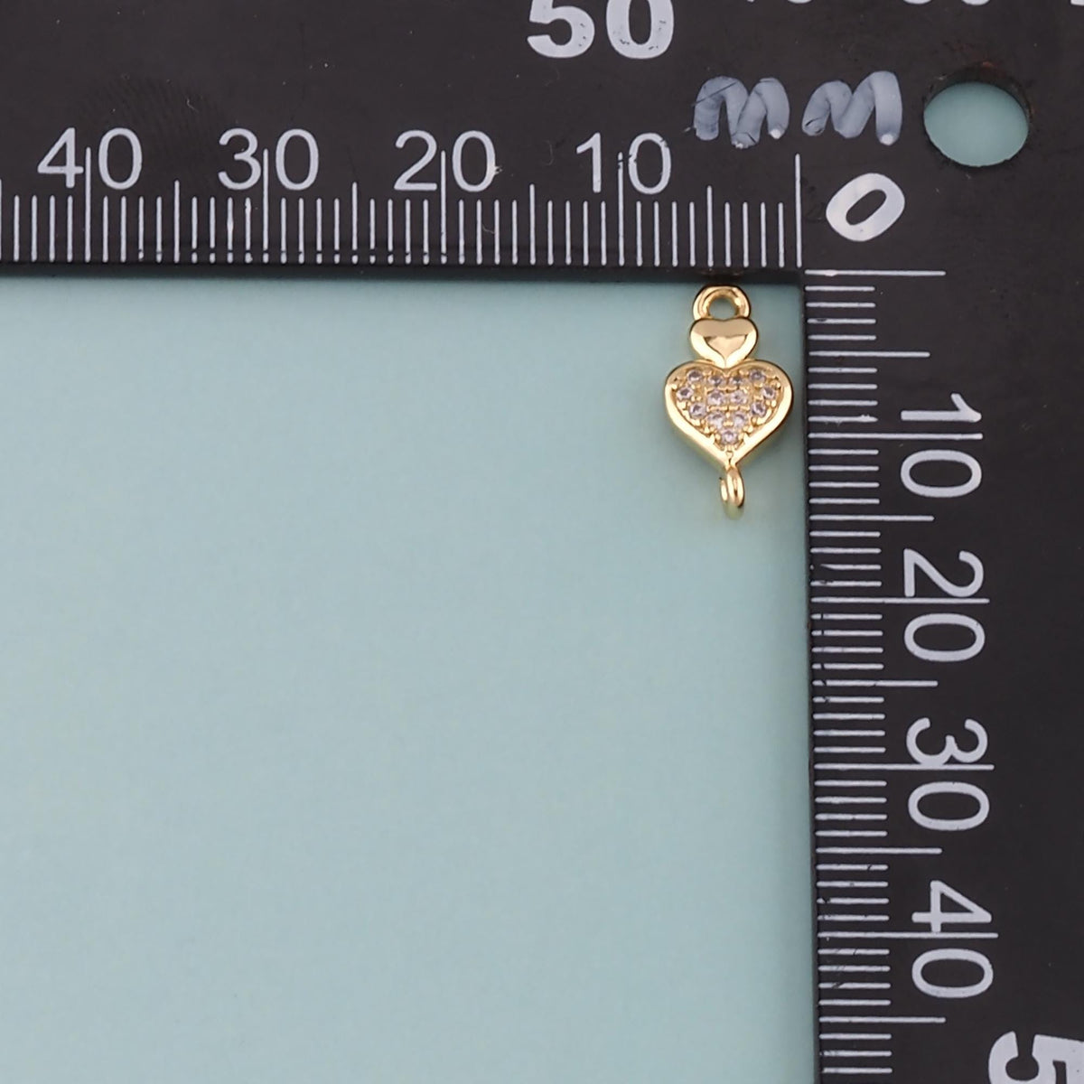 18K Gold Filled Heart CZ Charm Pendant for Jewelry Making