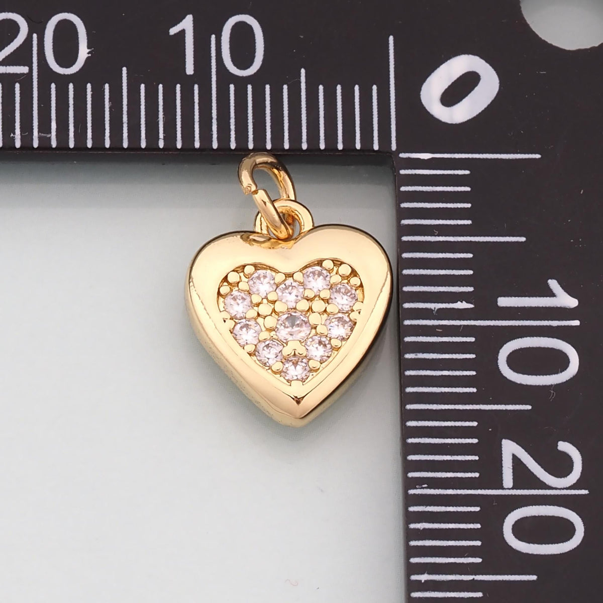 Gold Heart Charms,18K Gold Filled Heart Pendant,CZ Micro Pave Heart Charm Bracelet Necklace for DIY Jewelry Making Supply