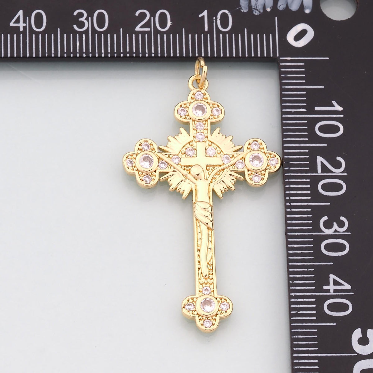 Gold Jesus Charms,18K Gold Filled Cross Pendant,CZ Micro Pvae Religion Charm Bracelet Necklace for DIY Jewelry Making Supply