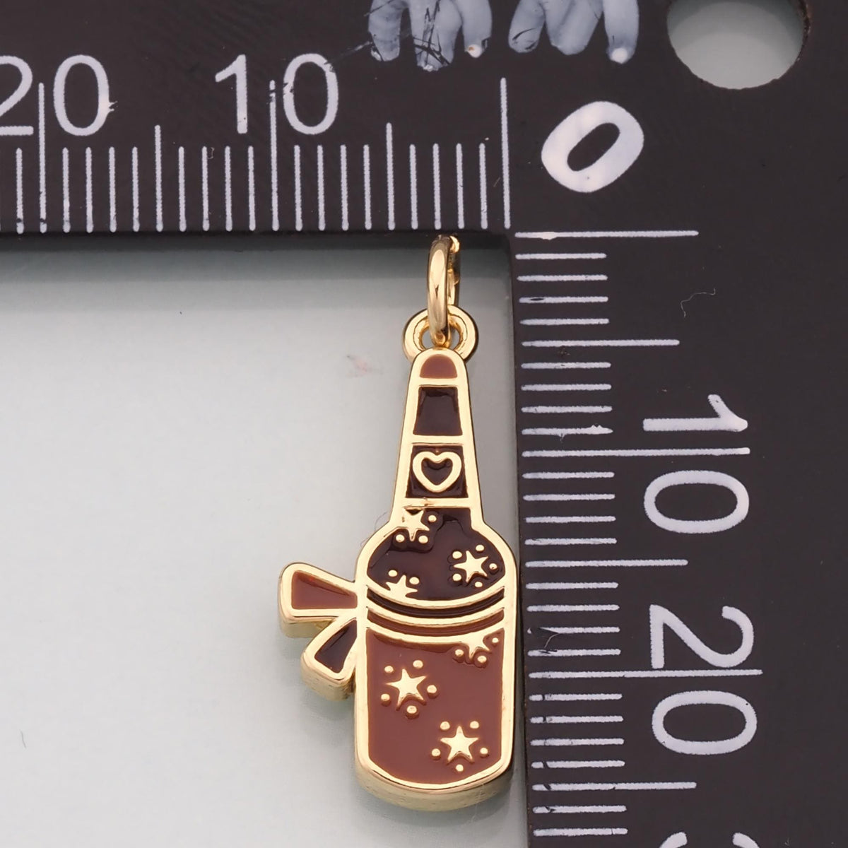 18K Gold Filled Wine Pendant,Enamel Wine Bottle Charm Bracelet Necklace for DIY Jewelry Making Supply