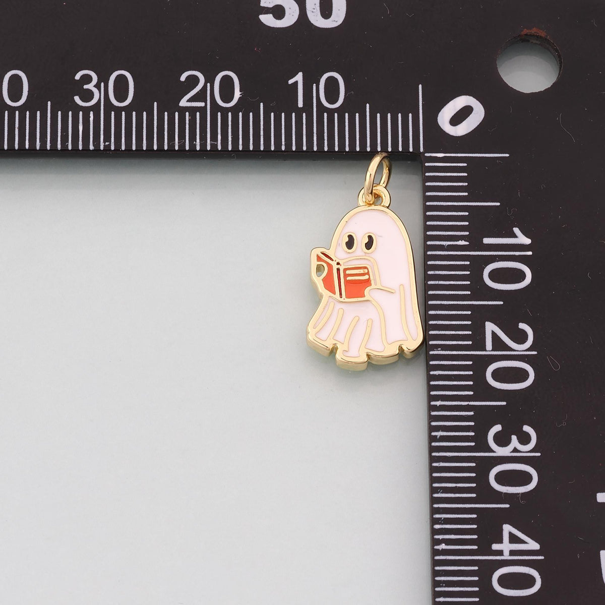 Gold Ghost Charms,18K Gold Filled Ghost Pendant,Halloween Charm Bracelet Necklace for DIY Jewelry Making Supply