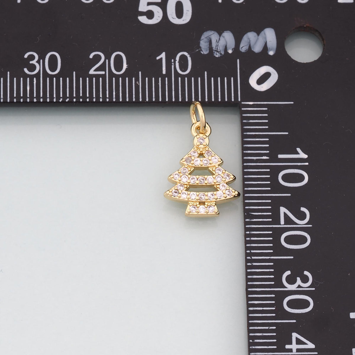 Gold Christmas Charms,18K Gold Filled Christmas Tree Pendant Charm Bracelet Necklace for DIY Jewelry Making Supply
