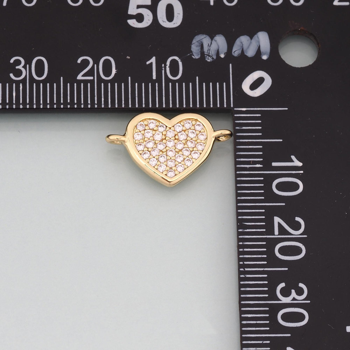 Gold heart Connector,18K Gold Filled Heart Pendant,CZ Heart Charm Bracelet Necklace for DIY Jewelry Making Supply