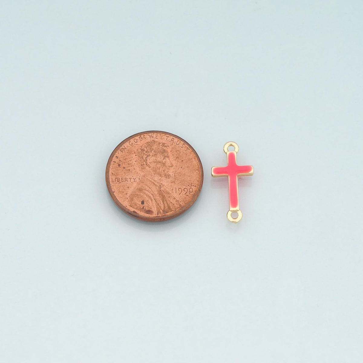 18K Gold Filled Enamel Cross Connector for Jewelry Making
