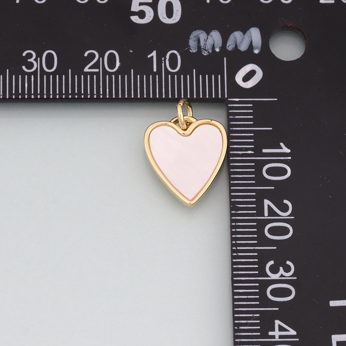 18K Gold Filled Shell Heart Pendant,Heart Charm Bracelet Necklace for DIY Jewelry Making Supply