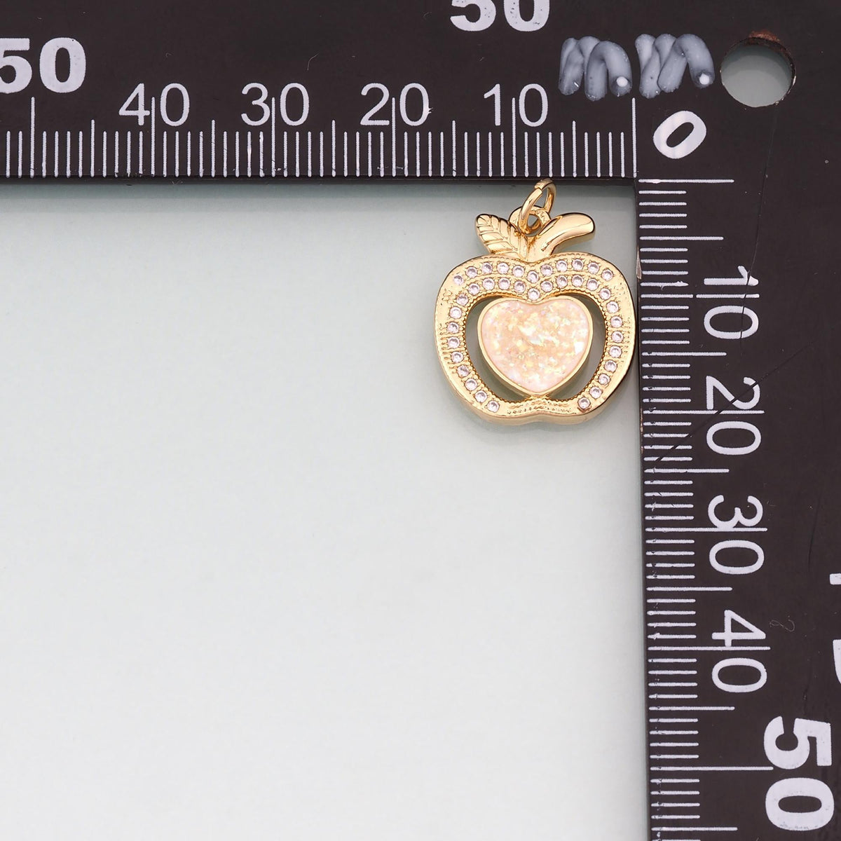 Gold Opal Apple Heart Charms,18K Gold Filled Apple Heart Pendant Charm Bracelet Necklace for DIY Jewelry Making Supply