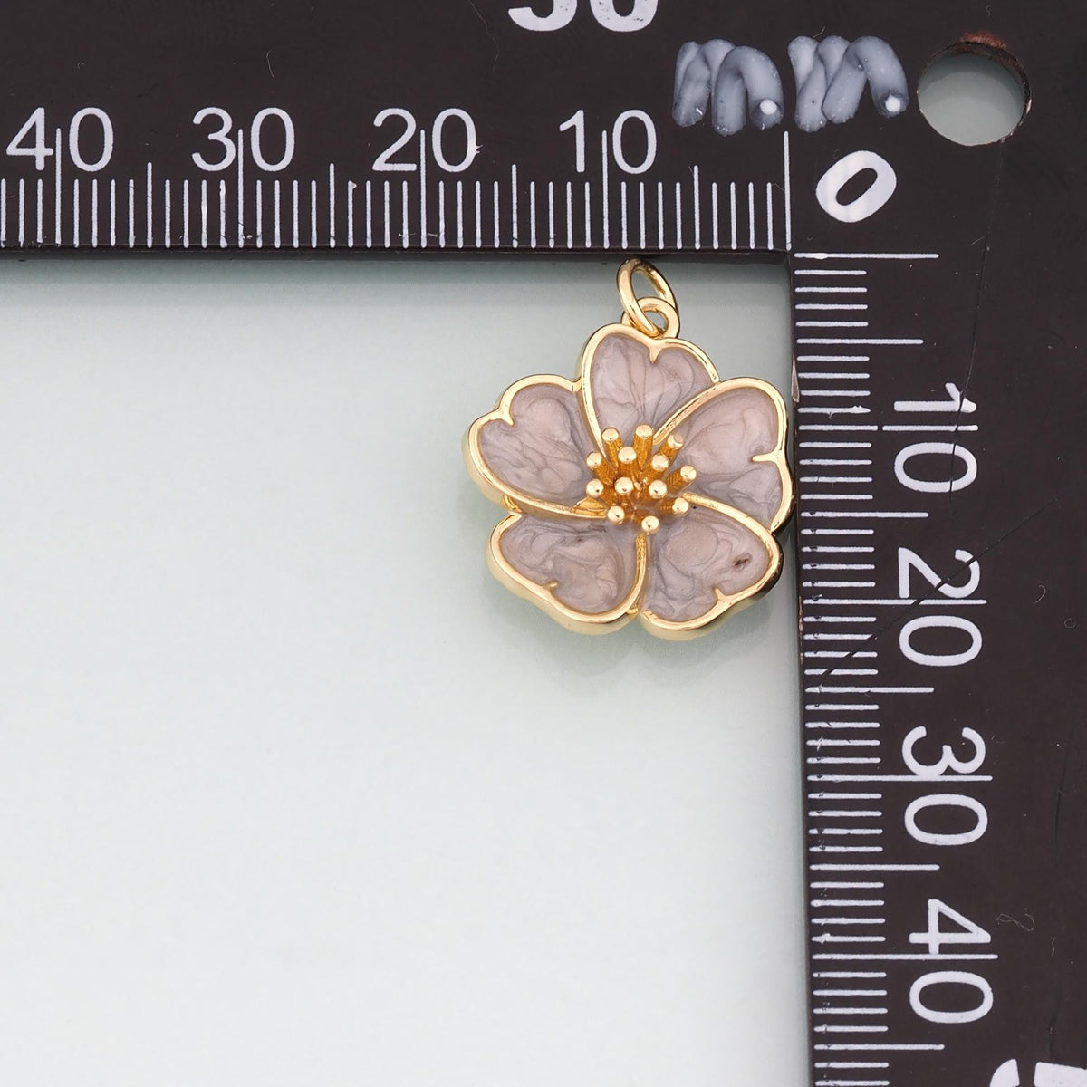 Gold Enamel Cherry Blossoms Charms,18K Gold Filled Flower Pendant Charm Bracelet Necklace for DIY Jewelry Making Supply