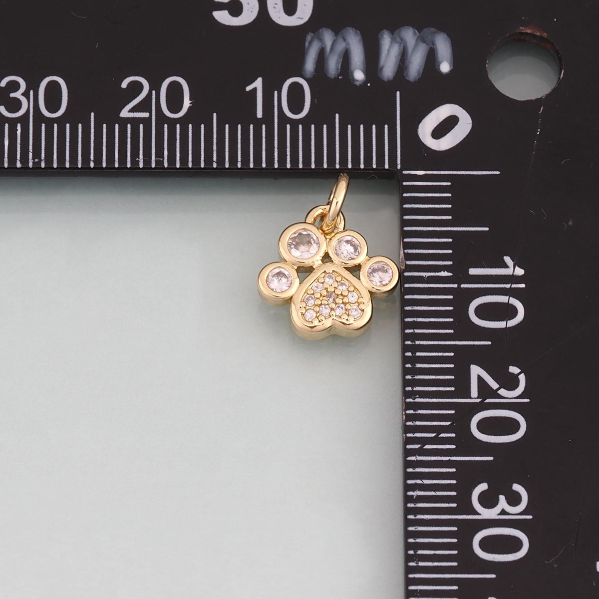 18K Gold Filled Cubic Zirconia Paw Charm Pendant for Jewelry Making