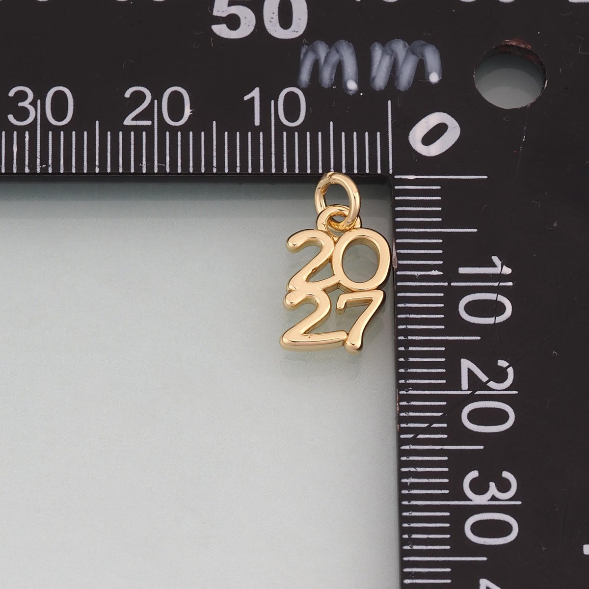 18K Gold Filled 2027 Number Pendant,New Year Charm Bracelet Necklace for DIY Jewelry Making Supply