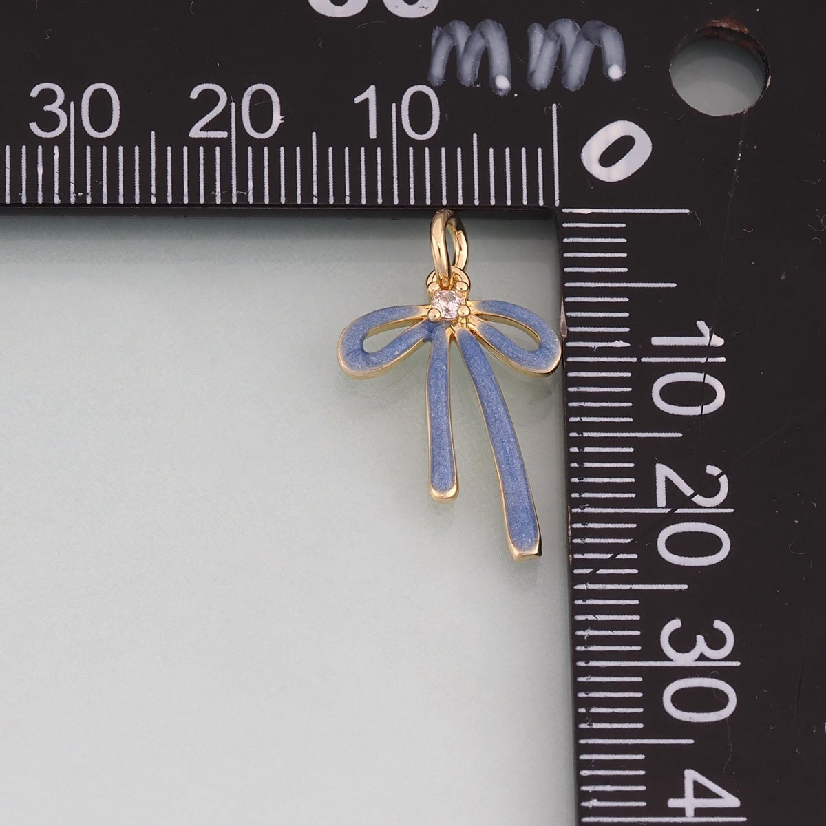 18K Gold Filled Enamel Bow Pendant,Bow Charm Bracelet Necklace for DIY Jewelry Making Supply