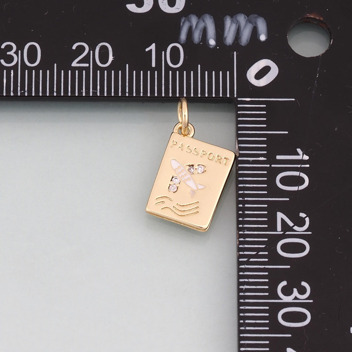 18K Gold Filled Enamel Airplane Pendant,Passport Charm Bracelet Necklace for DIY Jewelry Making Supply