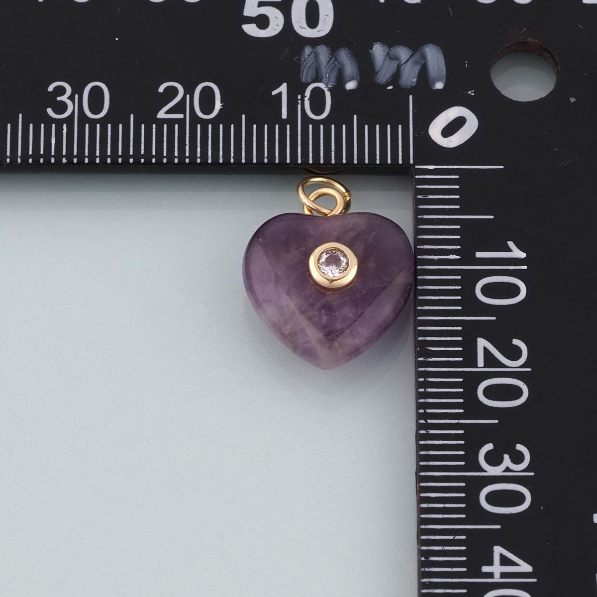 18K Gold Filled Cubic Zirconia Heart Charm Pendant for Jewelry Making