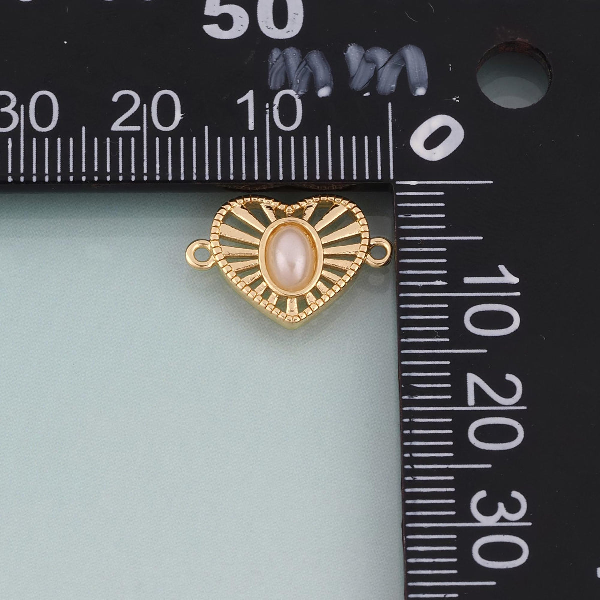 18K Gold Filled Pearl Heart Connector,Heart Connector Bracelet Necklace for DIY Jewelry Making Supply