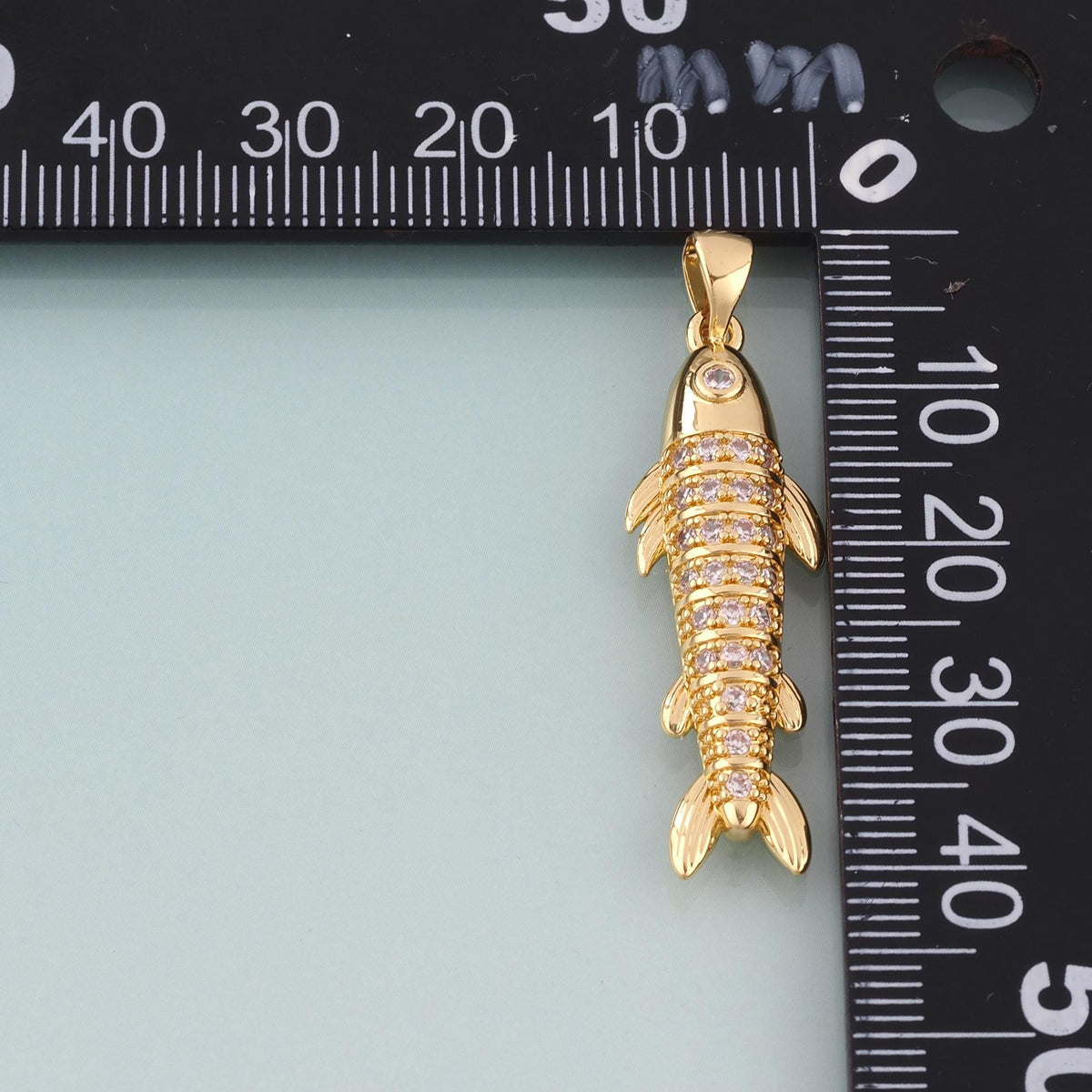 18K Gold Filled CZ Fish Pendant,Exquisite Charm Bracelet Necklace for DIY Jewelry Making Supply