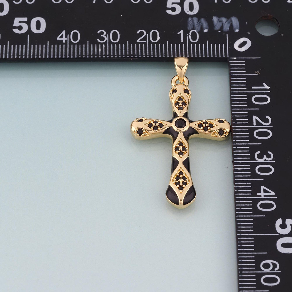 18K Gold Filled Enamel Cross Pendant,Exquisite Charm Bracelet Necklace for DIY Jewelry Making Supply