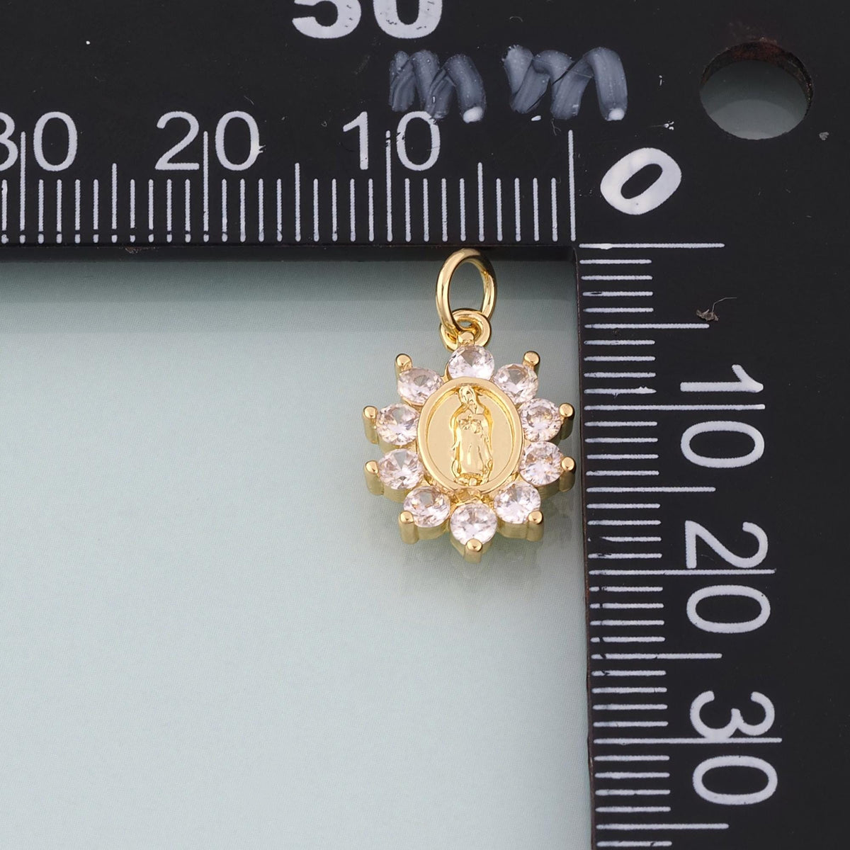 18K Gold Filled CZ Virgin Mary Pendant,Religious Madonna Charm Bracelet Necklace for DIY Jewelry Making Supply