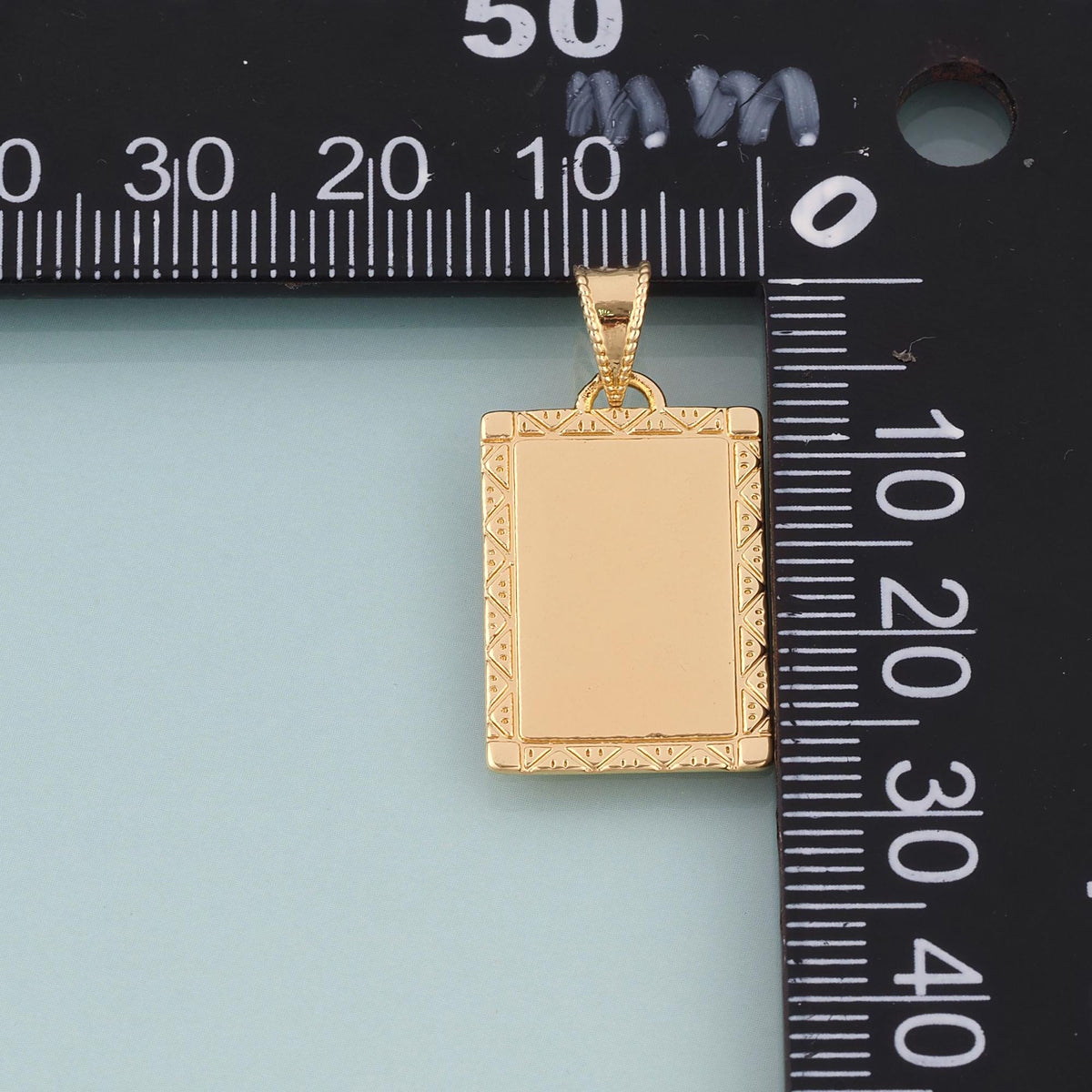 18K Gold Filled Rectangle Pendant,Minimalist Charm Bracelet Necklace for DIY Jewelry Making Supply